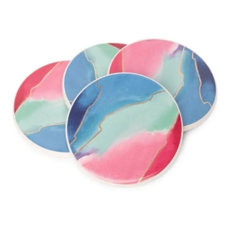 Jill & Ally 4-Piece Ceramic Coaster Set ~ New No Box